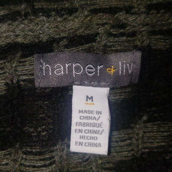 HARPER & LIV Olive Green Animal Print Cowl Neck Sweater Size Medium - Picture 4 of 6